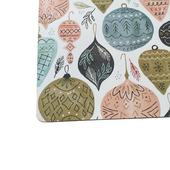 CHATEAU Christmas Ornament Cork Backed Hard Placemats 12x16 Set of 4 Holiday New - Picture 15 of 16